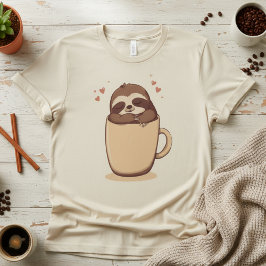 Camiseta Latte Sloth. Cute Coffee Sloth, Funny Lazy Morning