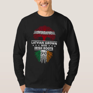 Camiseta Latviano crecido con raíces irlandesas bandera let