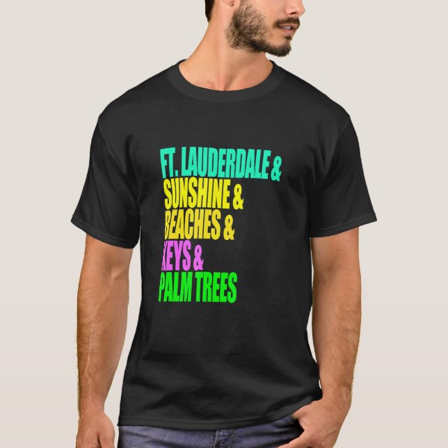Camiseta Lauderdale Florida Playa Palm Trees Sunshine Vac (Anverso)