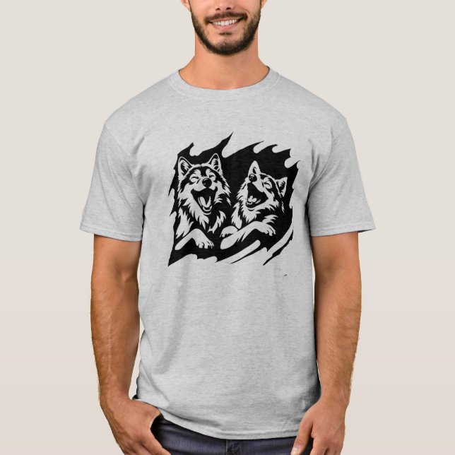 Camiseta Laughing Wolves Wolf Animal Wildlife Logo Art (Anverso)