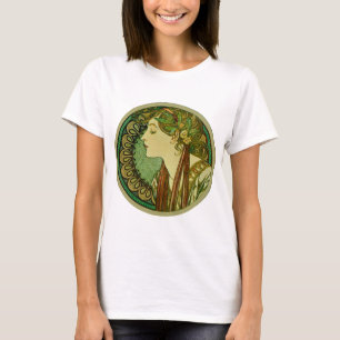 Camiseta Laurel, Alphonse Mucha Vintage Art Nouveau