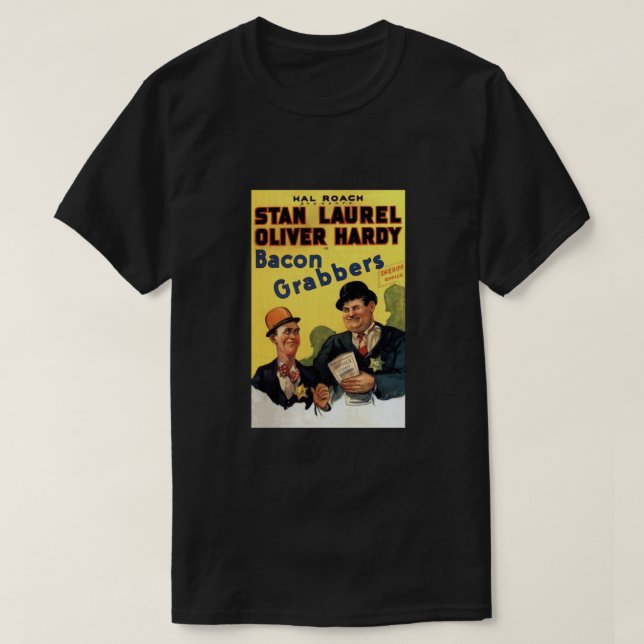 Camiseta Laurel and Hardy. Bacon Grabbers. Movie Poster. Cl (Diseño del anverso)