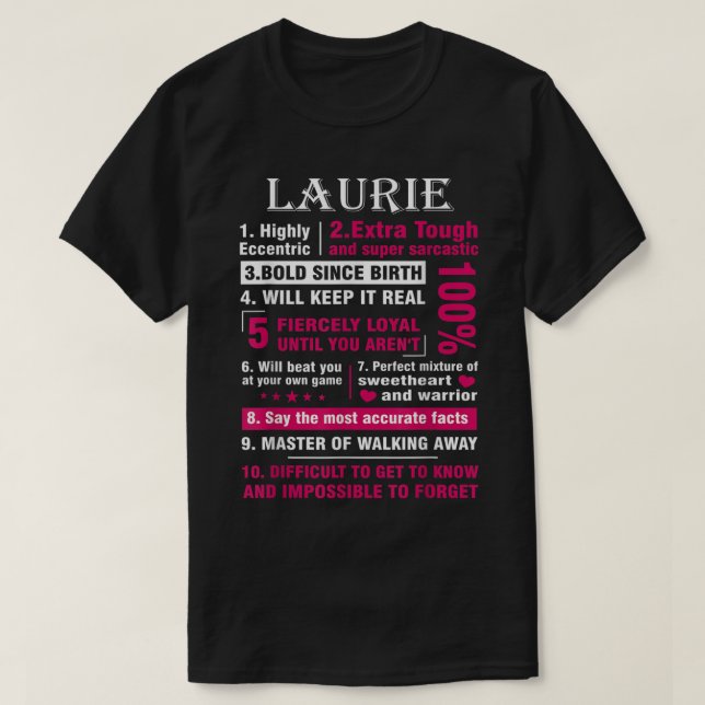 Camiseta LAURIE Highly Eccentric 10 Facts Shirt First Name  (Diseño del anverso)