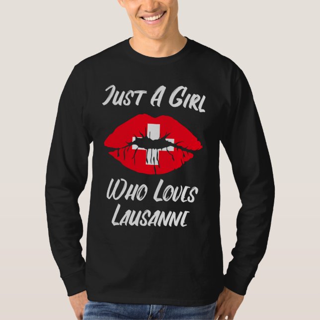 Camiseta Lausanne Lips Mouth Love Switzerland Flag (Anverso)