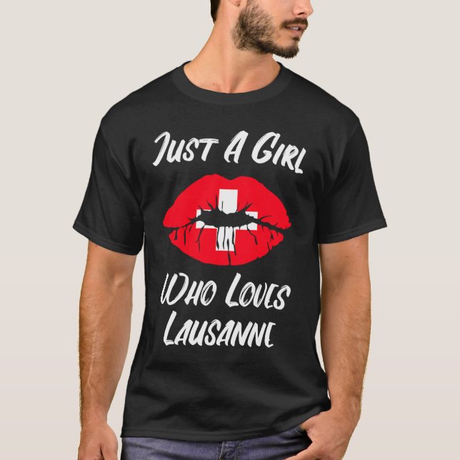 Camiseta Lausanne Lips Mouth Love Switzerland Flag (Anverso)