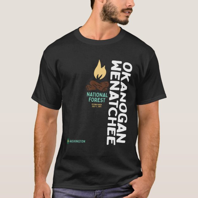 Camiseta Lavado vertical del bosque nacional Okanagan Wenat (Anverso)