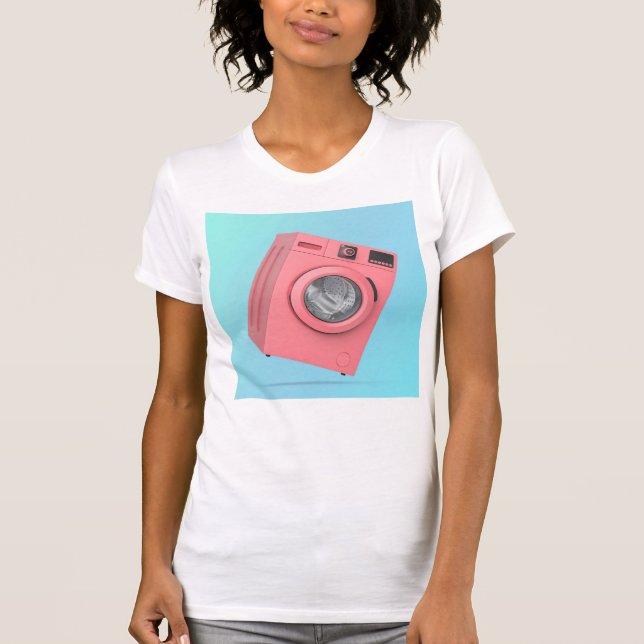 Camiseta Lavadora rosa moderna (Anverso)