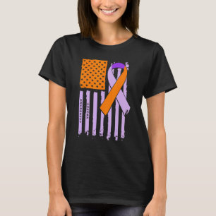 Camiseta Lavanda con bandera estadounidense y Naranja Ribbo