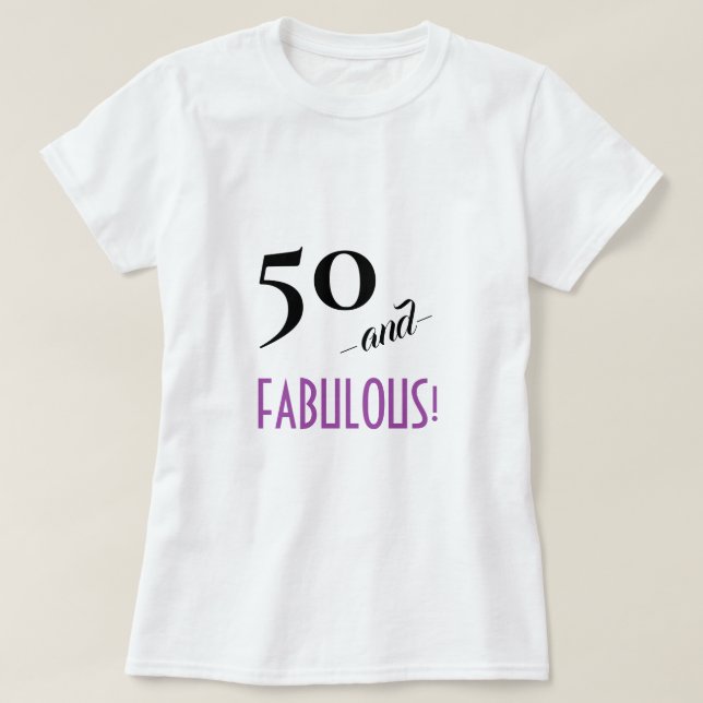 Camiseta ¡Lavanda retra 50 y FABULOSO! 50.o Cumpleaños (Diseño del anverso)