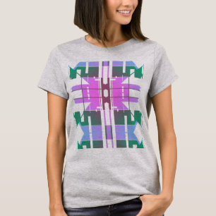 Camiseta Lavanda verde rosa Arte Tribal Diseño de Baldosas 