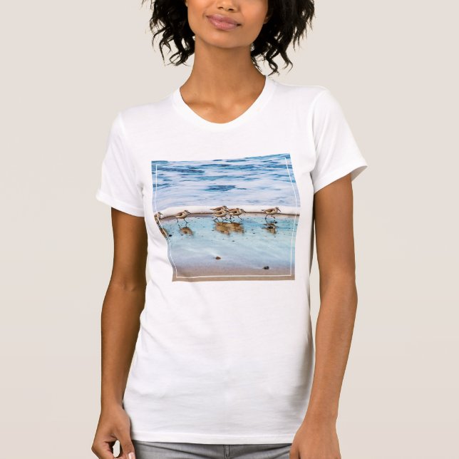 Camiseta Lavanderas que corren a lo largo de la playa (Anverso)