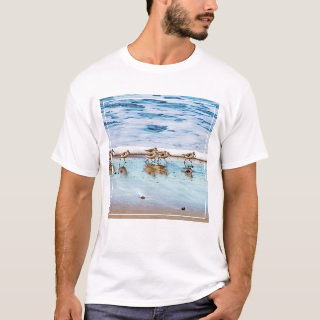 Camiseta Lavanderas que corren a lo largo de la playa (Anverso)