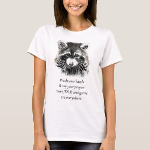Camiseta Lavar las manos Raccoon Animal
