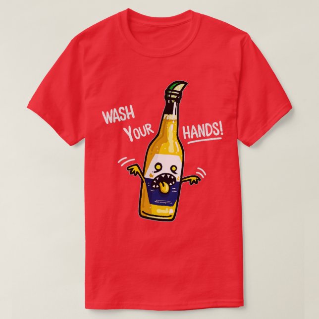 Camiseta Lávate la cerveza de la mano (Diseño del anverso)