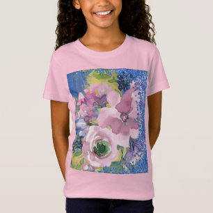 Camiseta Lavender Blues Watercolor Floral Purpurina
