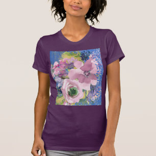 Camiseta Lavender Blues Watercolor Floral Purpurina