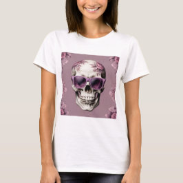 Camiseta Lavender Floral 3D Cráneo muerto usando gafas de s