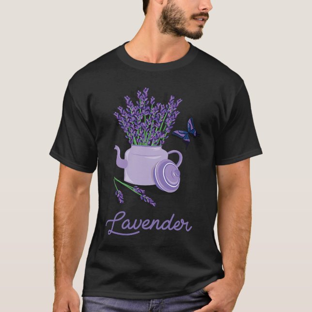 Camiseta Lavender Pot Vase Butterfly  Beautiful Flower (Anverso)