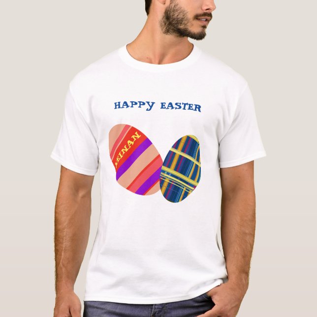 Camiseta LavishlyOn Monograma Feliz Huevos de Pascua (Anverso)