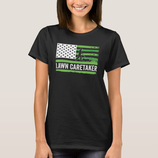 Camiseta Lawn Care Taker Us Flag Mower (Anverso)