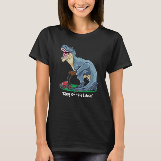 Camiseta Lawn Mower Rex Mowing Dinosaur Gardener Tractor (Anverso)