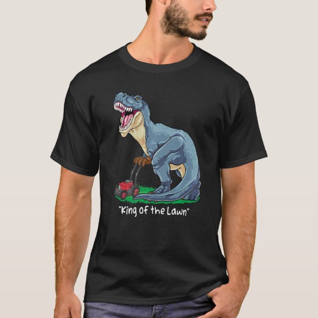 Camiseta Lawn Mower Rex Mowing Dinosaur Gardener Tractor (Anverso)