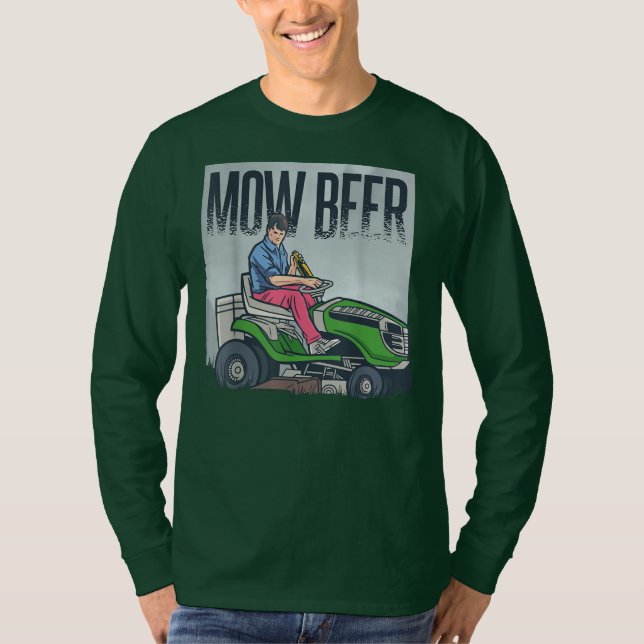 Camiseta Lawn Mowing Dad Mow Beer Funny Grass Machine  (Anverso)