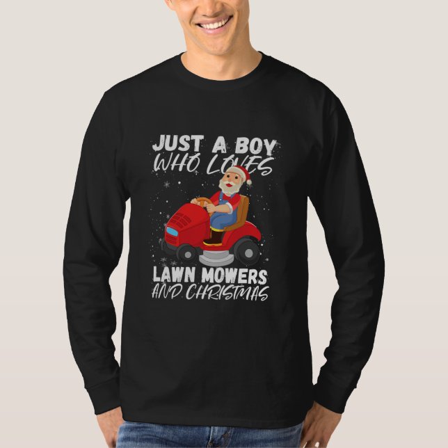 Camiseta Lawn Mowing Xmas Lawn Mower Santa Gardening (Anverso)