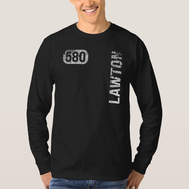 Camiseta Lawton Oklahoma 580 Código de área Retro de cosech (Anverso)