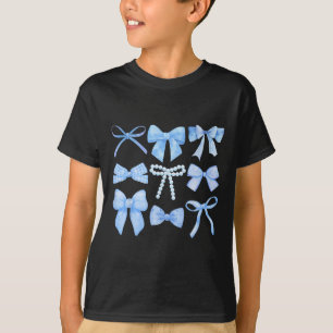 Camiseta Lazo azul y cinta gráfico lindo chicas mujeres Coq