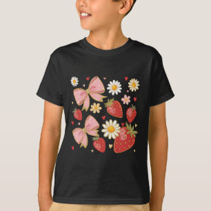Camiseta Lazo Coqueta de Frutas Florales de Fresa de Verano