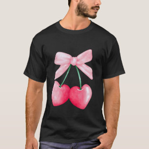 Camiseta Lazo Coqueto Simple Rosa Niña Mujeres Cerezas Lind