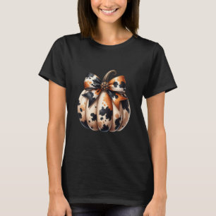 Camiseta Lazo Coquette Calabaza Temporada Otoño Hojas Caída