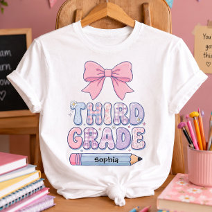 Camiseta Lazo Coquette Pastel Niña de Tercer Grado Personal