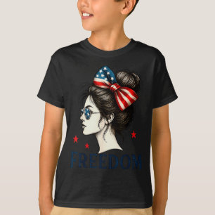 Camiseta Lazo de bandera de EE. UU. Chicas con moño despein
