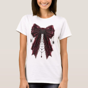 Camiseta Lazo negro de encaje gótico con coqueta de arañas