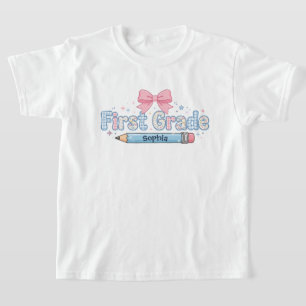 Camiseta Lazo personalizado para niña de primer grado para