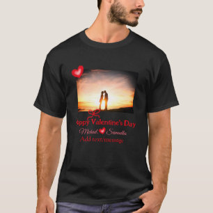 Camiseta lazo rojo día de San Valentín añadir foto nombre c
