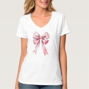 Camiseta Lazo Rosa Acuarela Coquette Estética Preppy