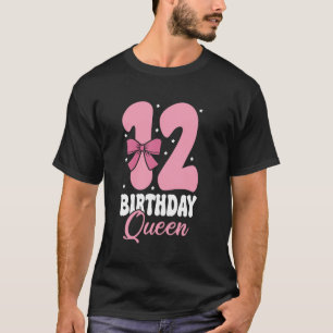 Camiseta Lazo Rosa Cumpleaños 12 Reina Coqueta Chicas Pre-a