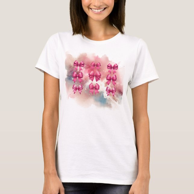 Camiseta Lazos Coquette Rosa Caliente Abstractos  (Anverso)