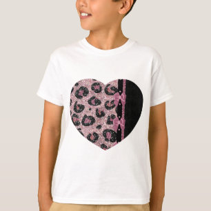 Camiseta Lazos de cinta de estampado de leopardo rosa RAB R