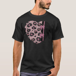 Camiseta Lazos de cinta de estampado de leopardo rosa RAB R