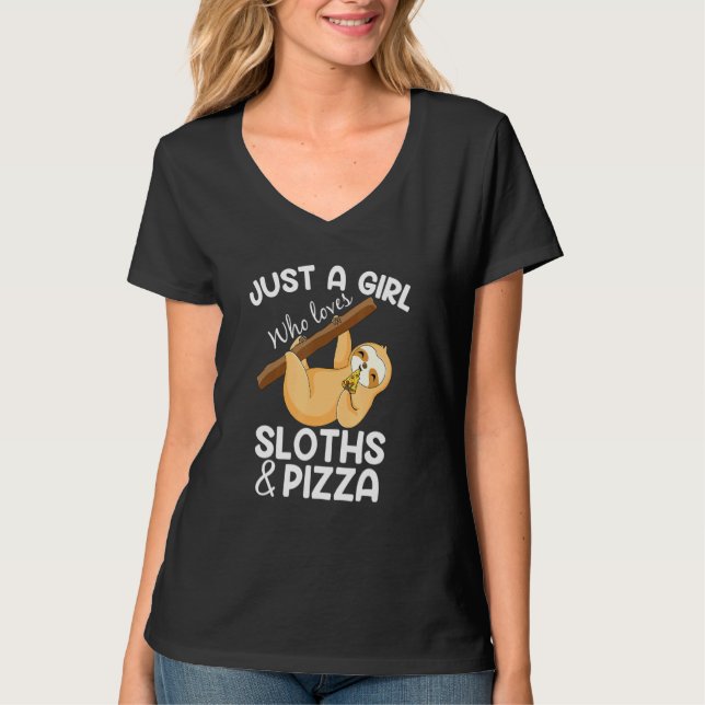 Camiseta Lazy Animal Sloth Y Pizza Foodie (Anverso)