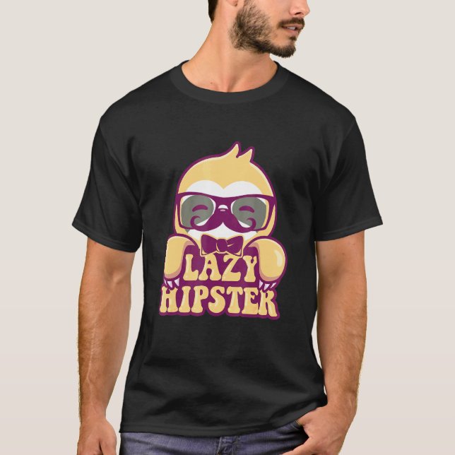 Camiseta Lazy Hipster Sloth Mustache Freethinker Nerd Urban (Anverso)