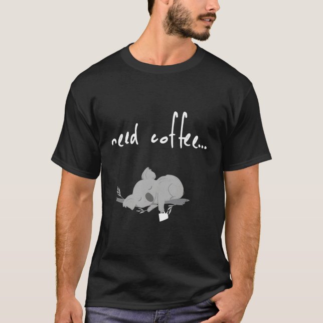 Camiseta Lazy Koala Cute Café Caffeine Tee (Anverso)
