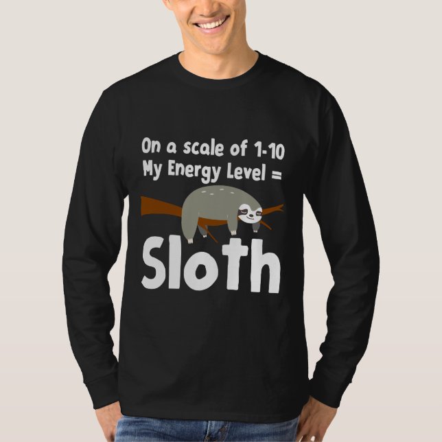 Camiseta Lazy Sloth No Energy Fun Animal (Anverso)