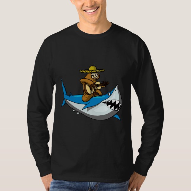 Camiseta Lazy Sloth Riding Shark (Anverso)