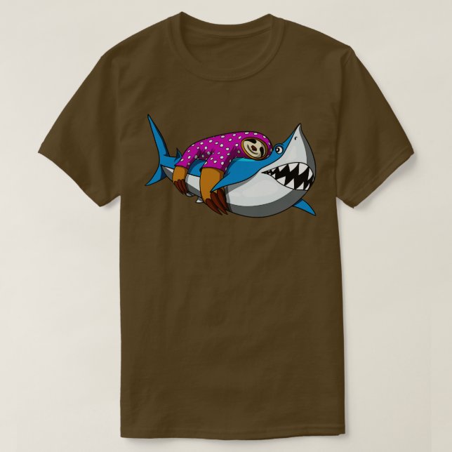 Camiseta Lazy Sloth Riding Shark (Diseño del anverso)