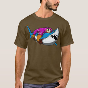 Camiseta Lazy Sloth Riding Shark